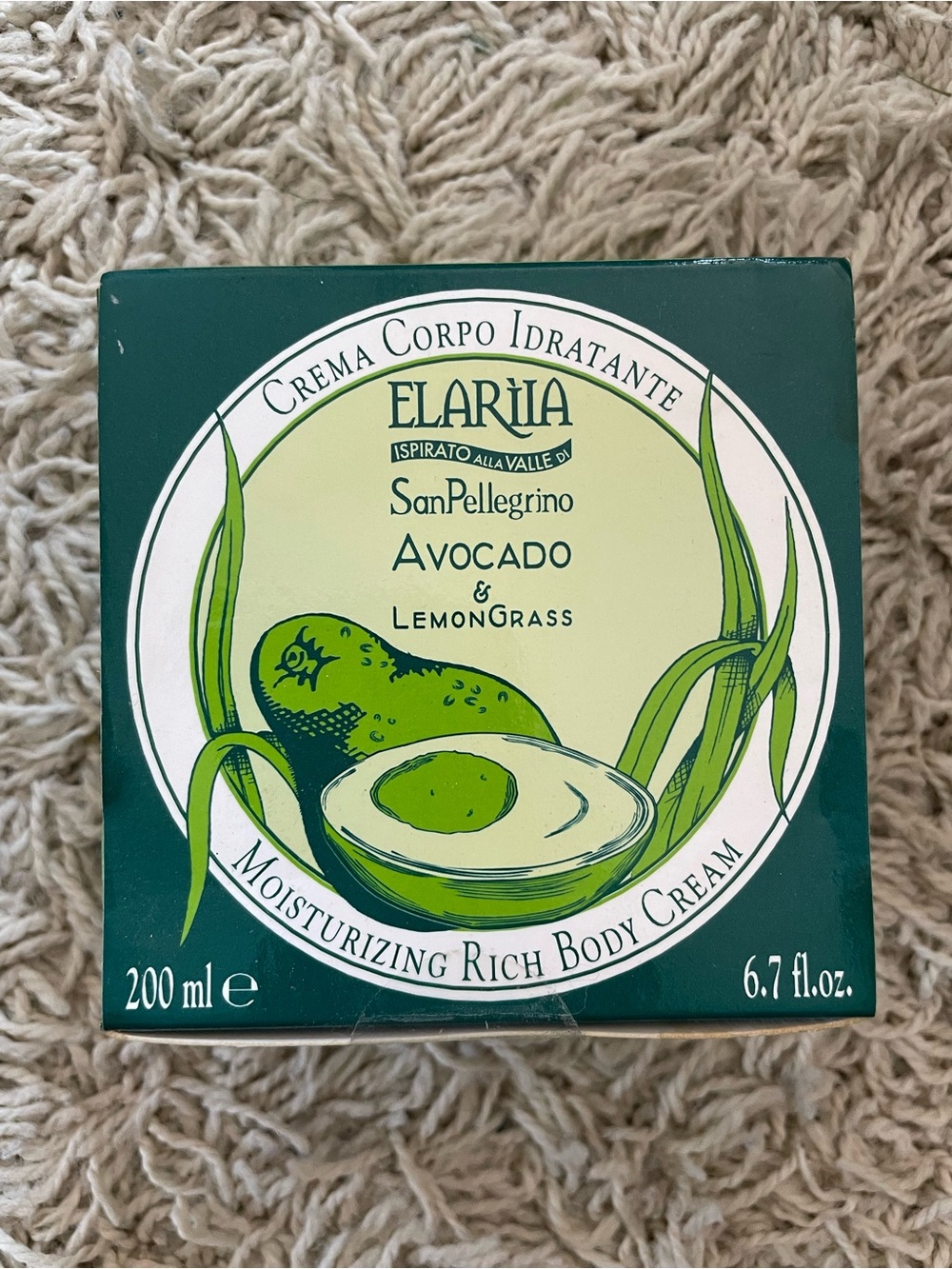 Elariia Avocado and Lemongrass Moisturizing Rich Body Cream 6.7 fl oz Unopened